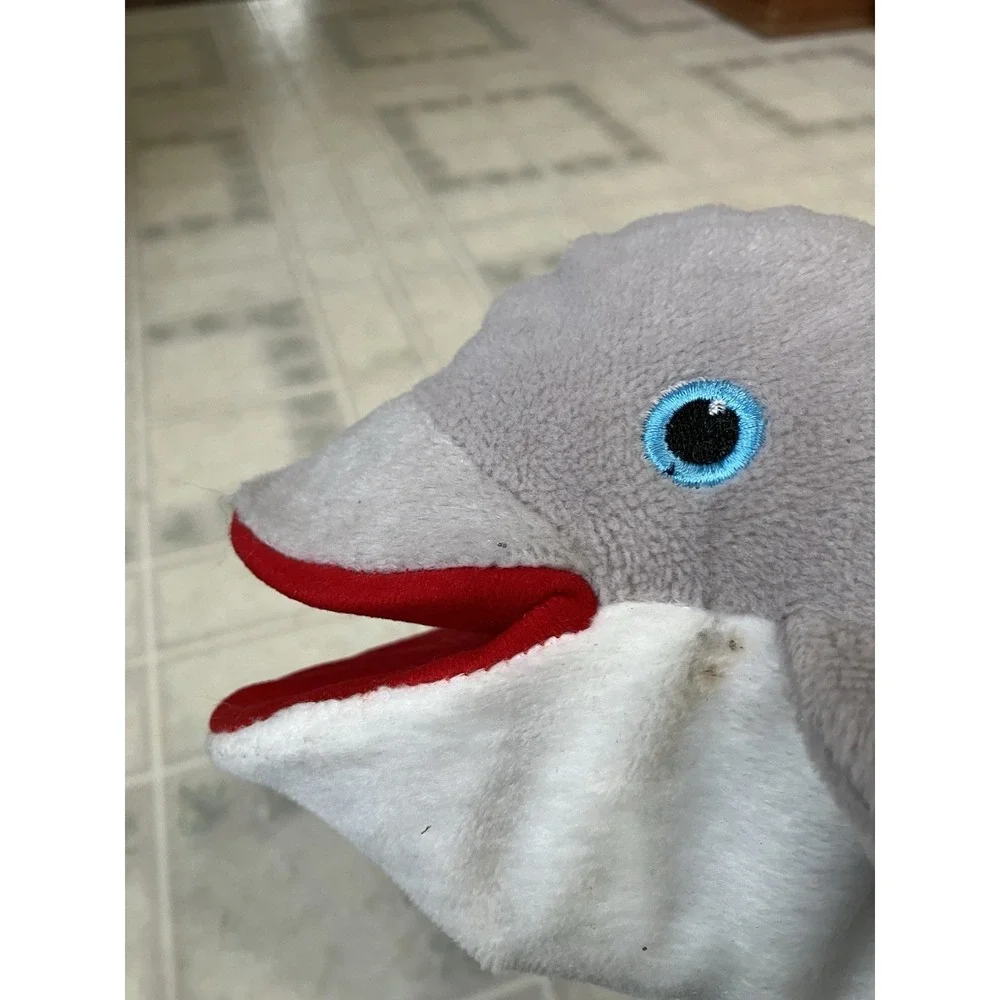 SeaWorld Hand Puppet Dolphin Plush Squeaks Full‎ Body Stuffed Animal 13